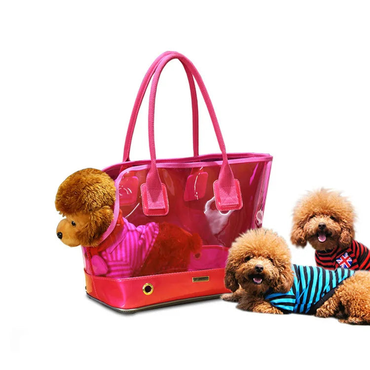 Transparent Dog Carrier Bag | Stylish PVC Pet Tote for Small Dogs