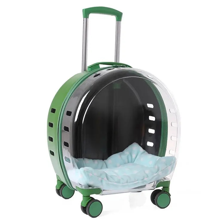 Pet Dog Trolley Backpack Portable Outdoor Cat Dog Carrier Bag Travel Wheeling  for t Transparent Case Pet Travel Suitcase