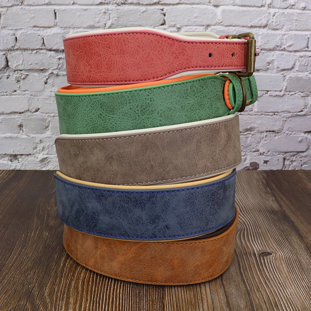 Wide Leather Dog Collar Padded Pet Collars Dog Collar for Medium Large Dogs Pitbull Bulldog German Shepherd 2XL Fashioned Furbabies