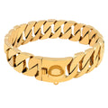 Gold Cuban Chain Dog Collar — 32mm Stainless Steel 316 Heavy Duty Collar for Large & Bully Breeds | 10 Lengths | 18K Gold