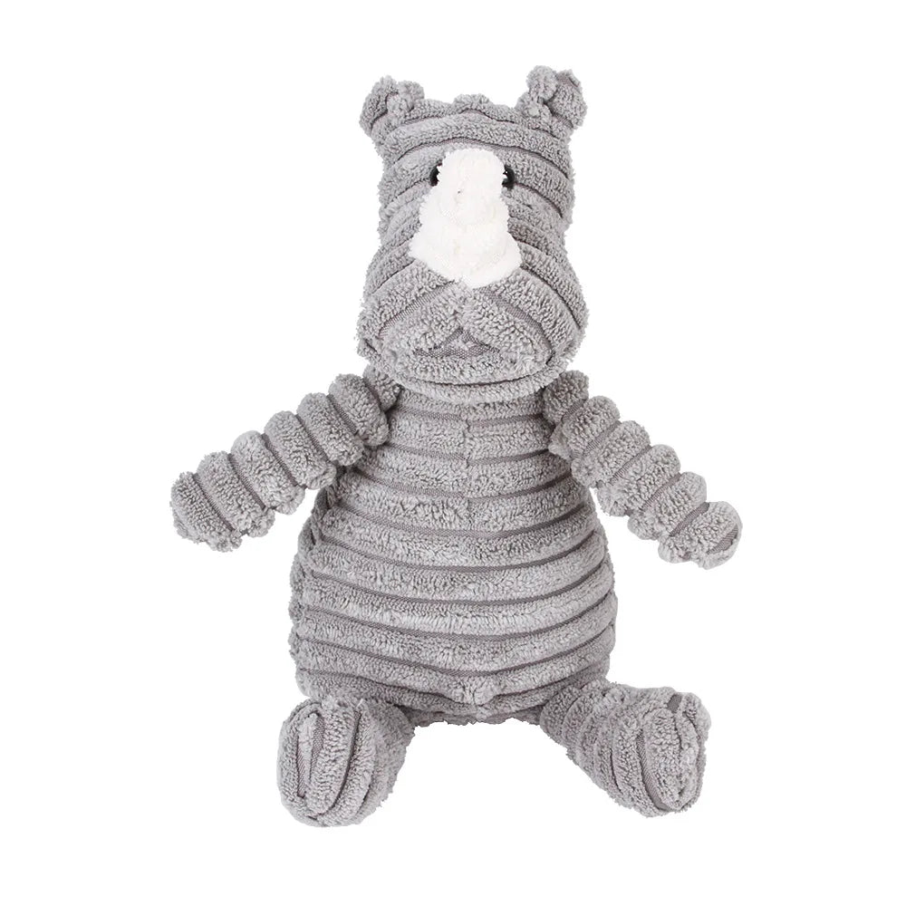Squeaky Plush Dog Molar Toy — Corduroy Animal Characters for Chewing, Dental Health & Play | 18 Stylesh