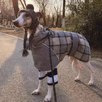 Plaid Fleece Dog Coat with Adjustable Belt