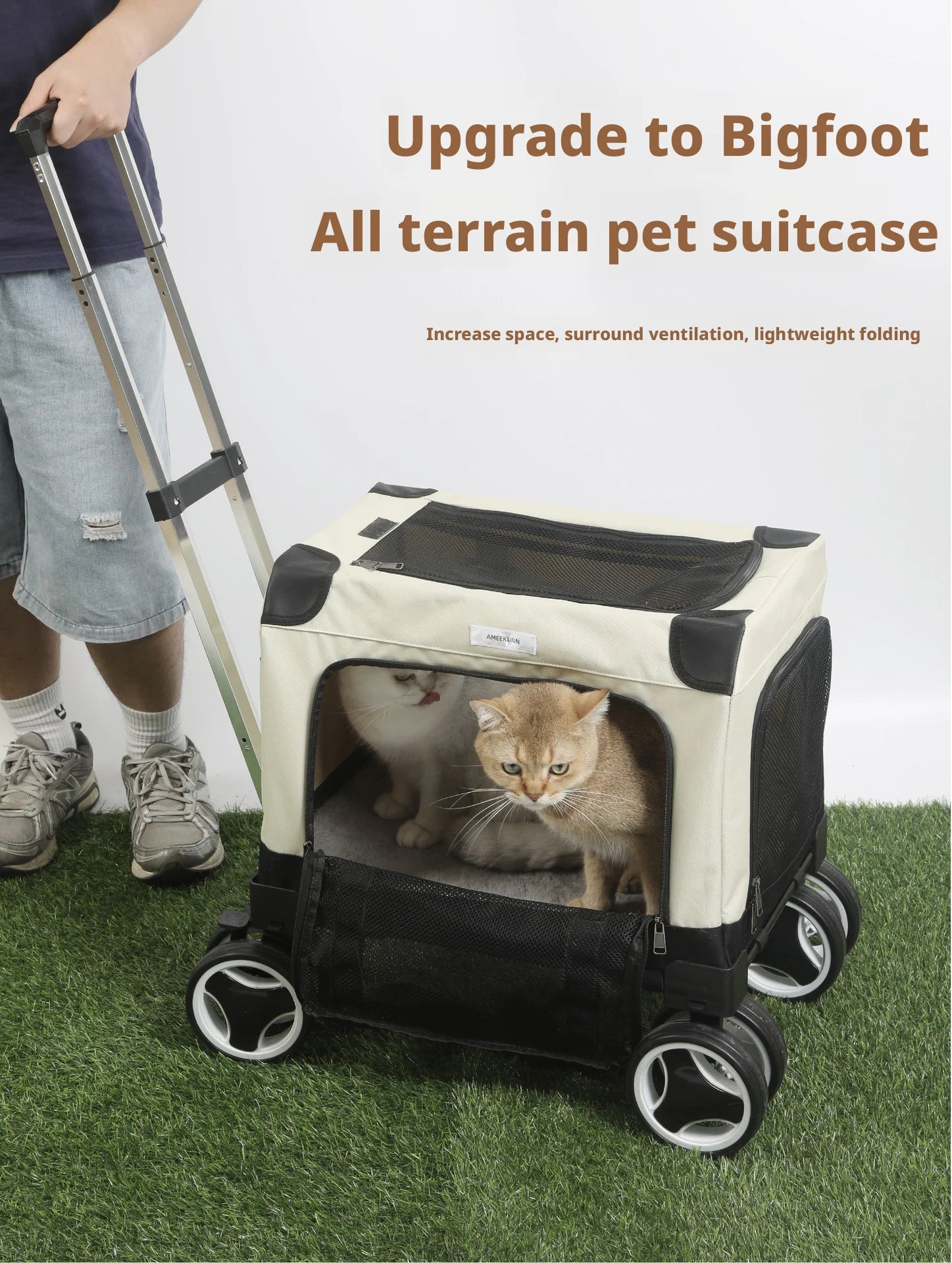 Pet Trolley Bag Foldable Zipper Large Capacity Cat Bag New Portable Breathable Small Dog Multi-cat Carrying Case