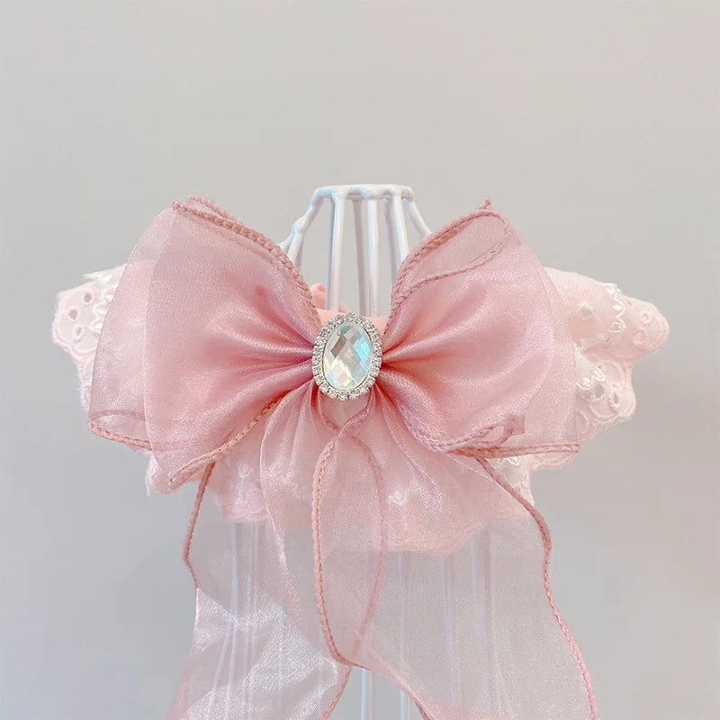 Fashion Pink Lace Bowknot Collars For Small Medium Dog Necklaces Cute Pet Dog Bibs Dog Supplies Jewelry Accessories Fashioned Furbabies