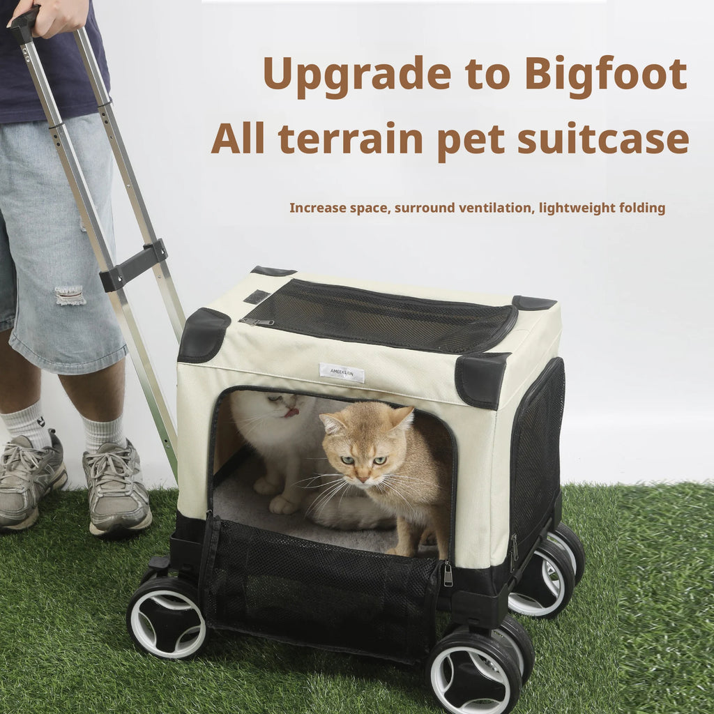 Pet Trolley Bag Foldable Zipper Large Capacity Cat Bag New Portable Breathable Small Dog Multi-cat Carrying Case