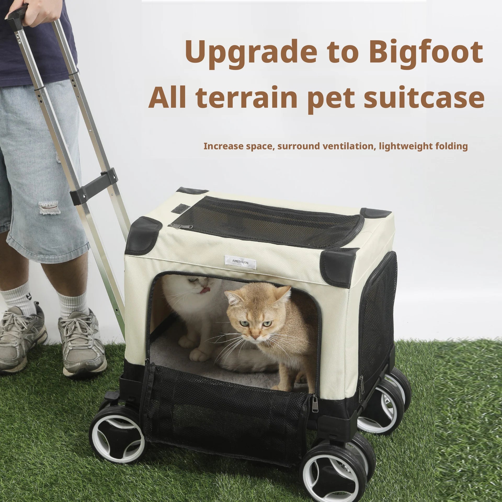 Pet Trolley Bag Foldable Zipper Large Capacity Cat Bag New Portable Breathable Small Dog Multi-cat Carrying Case