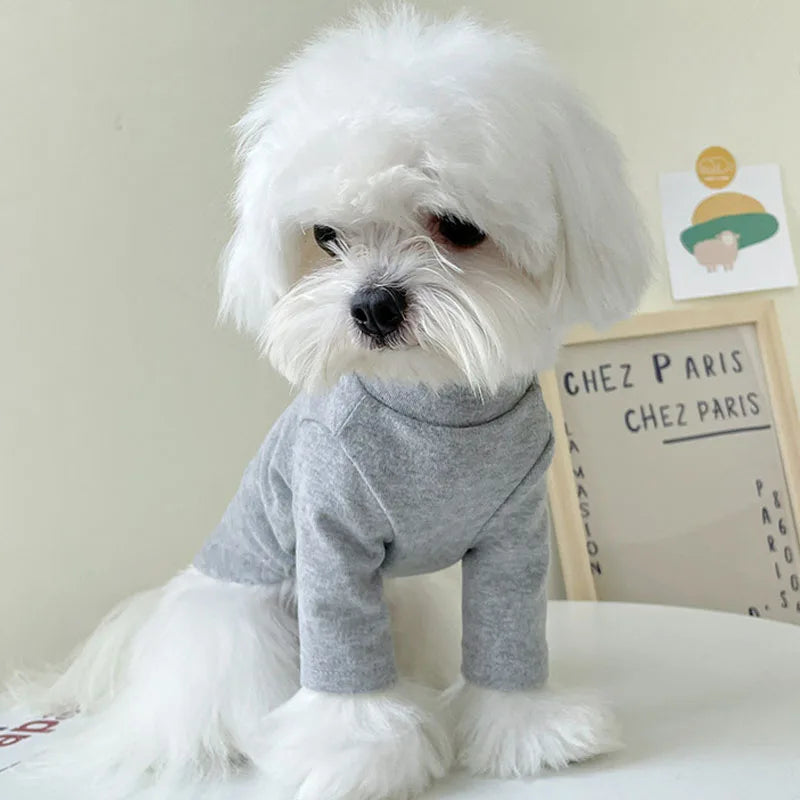 Turtleneck Dog Sweatshirt — Soft Pullover T-Shirt for Small Dogs & Cats | Chihuahua, Bichon, Pug | 5 Colors