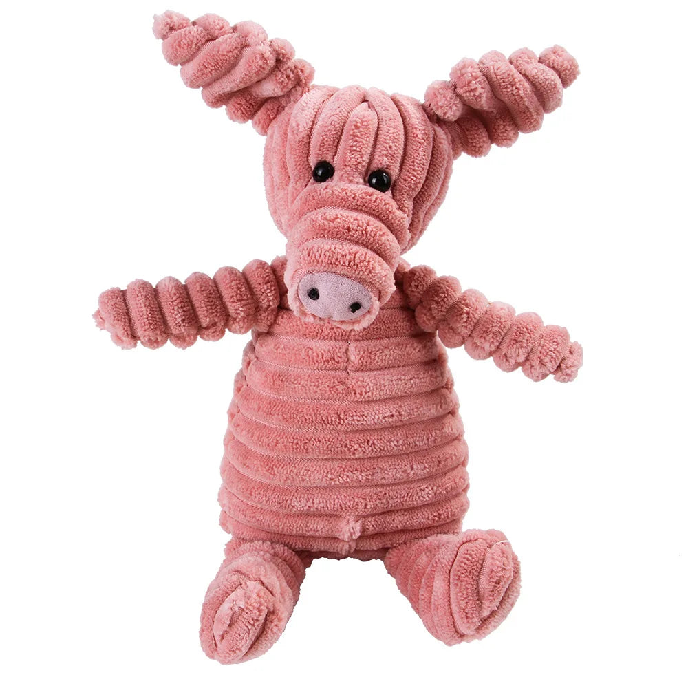 Squeaky Plush Dog Molar Toy — Corduroy Animal Characters for Chewing, Dental Health & Play | 18 Stylesh