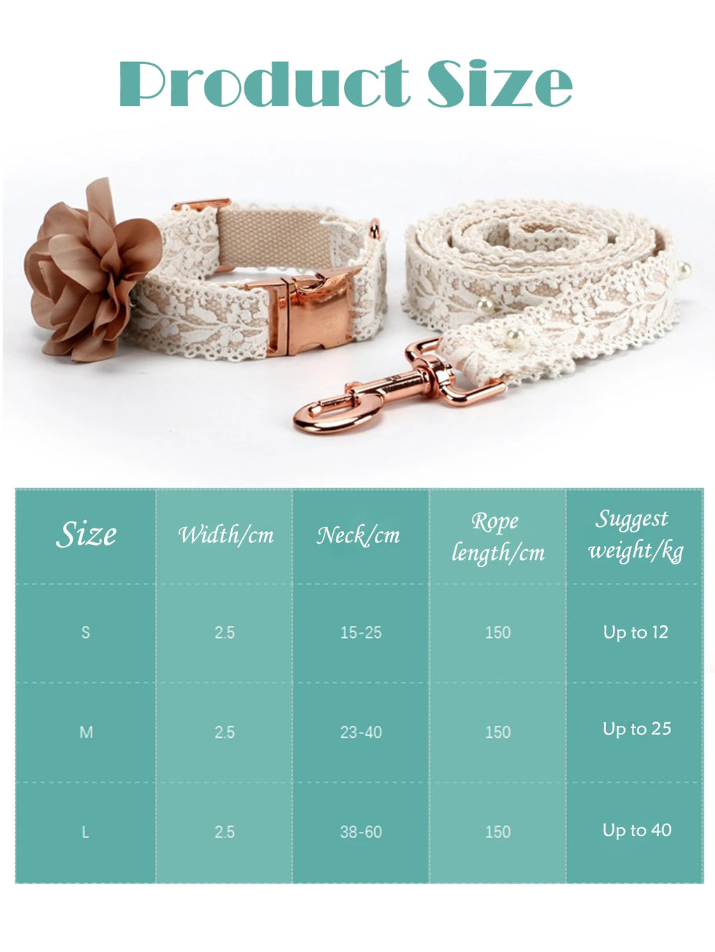 Beauty Floral Lace Dog Collar & Leash Set