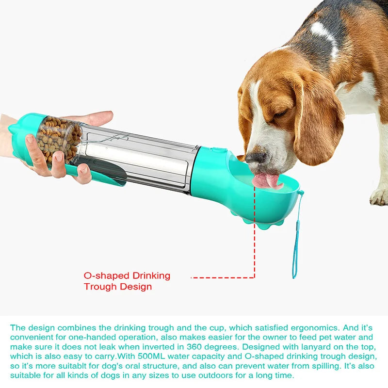 Portable Eco-Friendly Plastic Dog Travel Water Bottle with Food Container and Storage Cups-