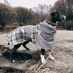 Plaid Fleece Dog Coat with Adjustable Belt