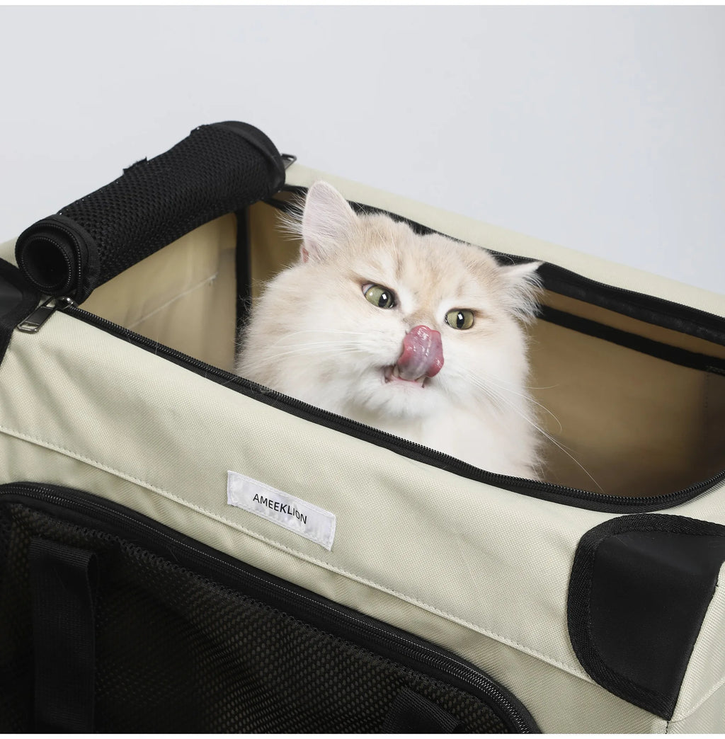 Pet Trolley Bag Foldable Zipper Large Capacity Cat Bag New Portable Breathable Small Dog Multi-cat Carrying Case