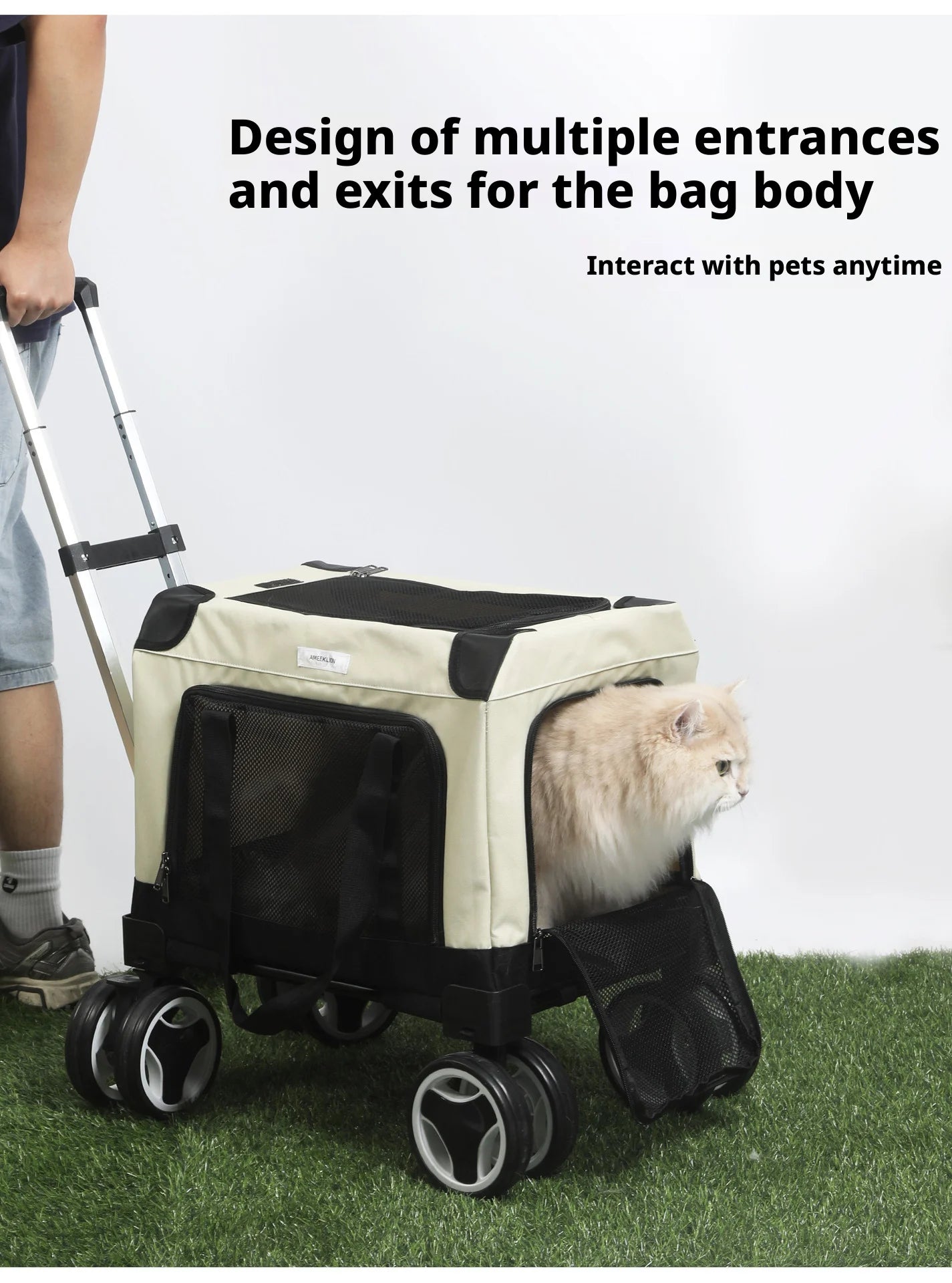 Pet Trolley Bag Foldable Zipper Large Capacity Cat Bag New Portable Breathable Small Dog Multi-cat Carrying Case
