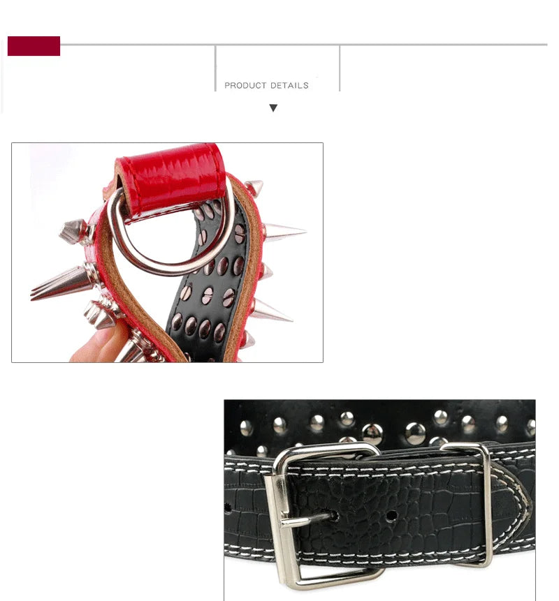 Fashionable Rivet Pet Collar Large Dog Collar For Fat Puppy Leashes For Bulldog Pug Stainless Steel Dog Chain Pet Products