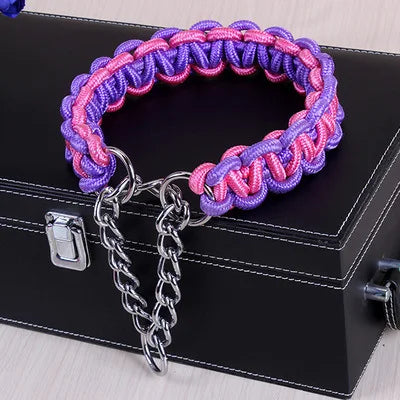 Adjustable P-Chain Dog Collar — Nylon Quick-Release Collar for Small, Medium & Large Dogs | 6 Colors | S–XL