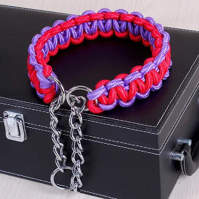 Adjustable P-Chain Dog Collar — Nylon Quick-Release Collar for Small, Medium & Large Dogs | 6 Colors | S–XL
