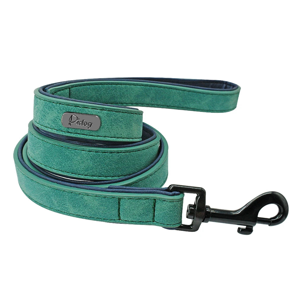 Leather Dog Collar Leash Custom Durable Leather Pet Collars and Leashes Walking Leads Strap Cusomized for Small Medium Large Dog Fashioned Furbabies
