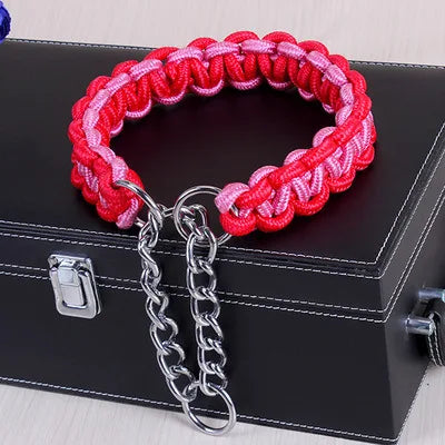 Adjustable P-Chain Dog Collar — Nylon Quick-Release Collar for Small, Medium & Large Dogs | 6 Colors | S–XL
