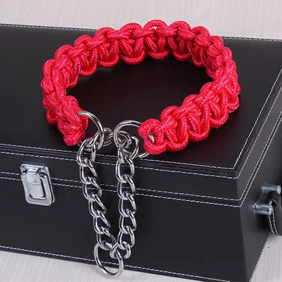Adjustable P-Chain Dog Collar — Nylon Quick-Release Collar for Small, Medium & Large Dogs | 6 Colors | S–XL
