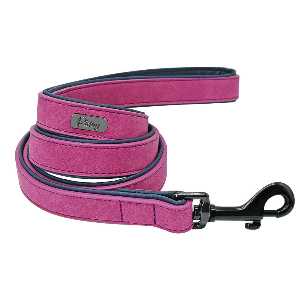 Leather Dog Collar Leash Custom Durable Leather Pet Collars and Leashes Walking Leads Strap Cusomized for Small Medium Large Dog Fashioned Furbabies