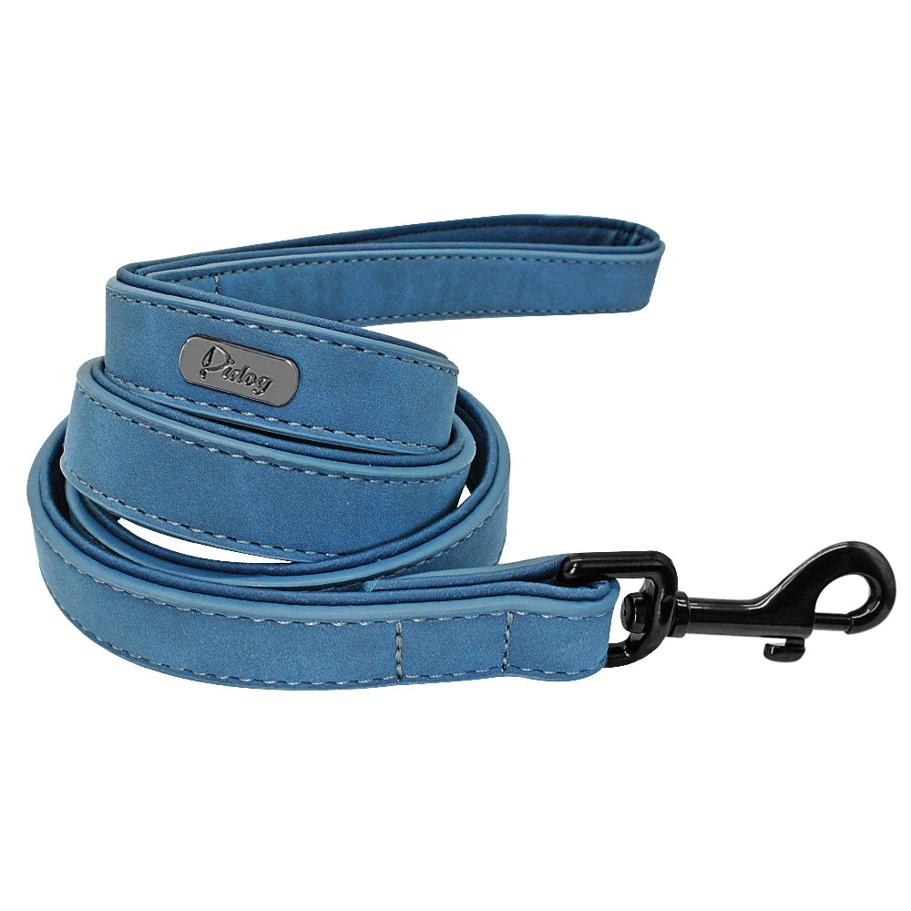 Leather Dog Collar Leash Custom Durable Leather Pet Collars and Leashes Walking Leads Strap Cusomized for Small Medium Large Dog Fashioned Furbabies