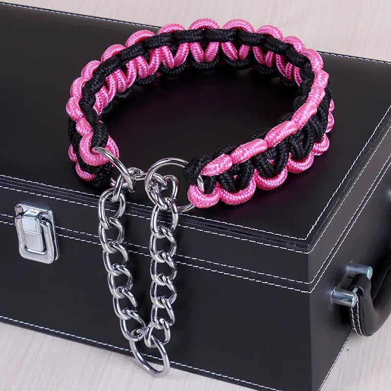 Adjustable P-Chain Dog Collar — Nylon Quick-Release Collar for Small, Medium & Large Dogs | 6 Colors | S–XL
