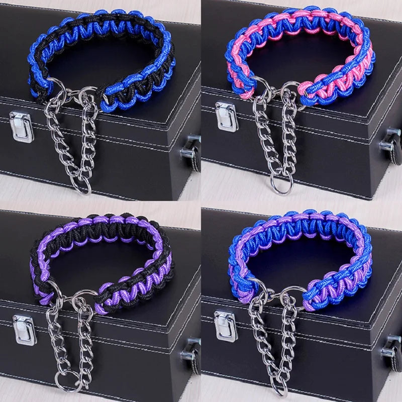 Adjustable P-Chain Dog Collar — Nylon Quick-Release Collar for Small, Medium & Large Dogs | 6 Colors | S–XL