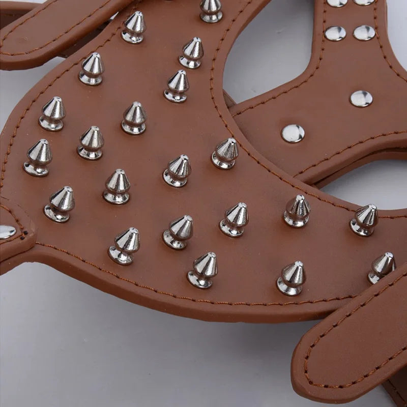 Large Dog Zinc alloy Rivets Spiked Studded PU Leather Dog Harness for Pitbull big Breed Dogs Pet Harnesses vest dog chest strap Fashioned Furbabies