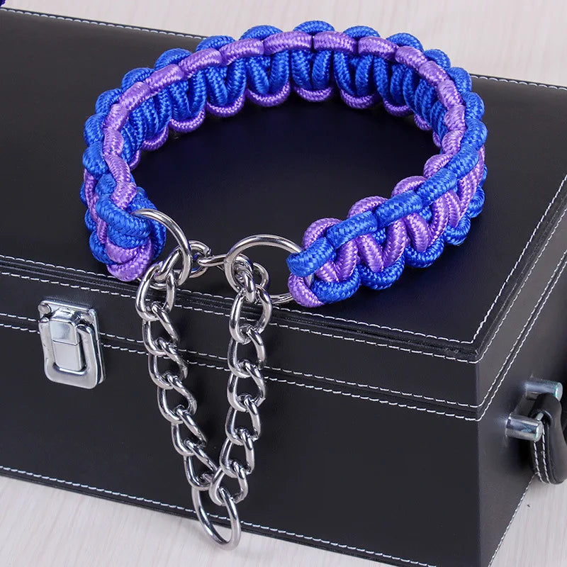 Adjustable P-Chain Dog Collar — Nylon Quick-Release Collar for Small, Medium & Large Dogs | 6 Colors | S–XL