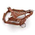 Large Dog Zinc alloy Rivets Spiked Studded PU Leather Dog Harness for Pitbull big Breed Dogs Pet Harnesses vest dog chest strap Fashioned Furbabies