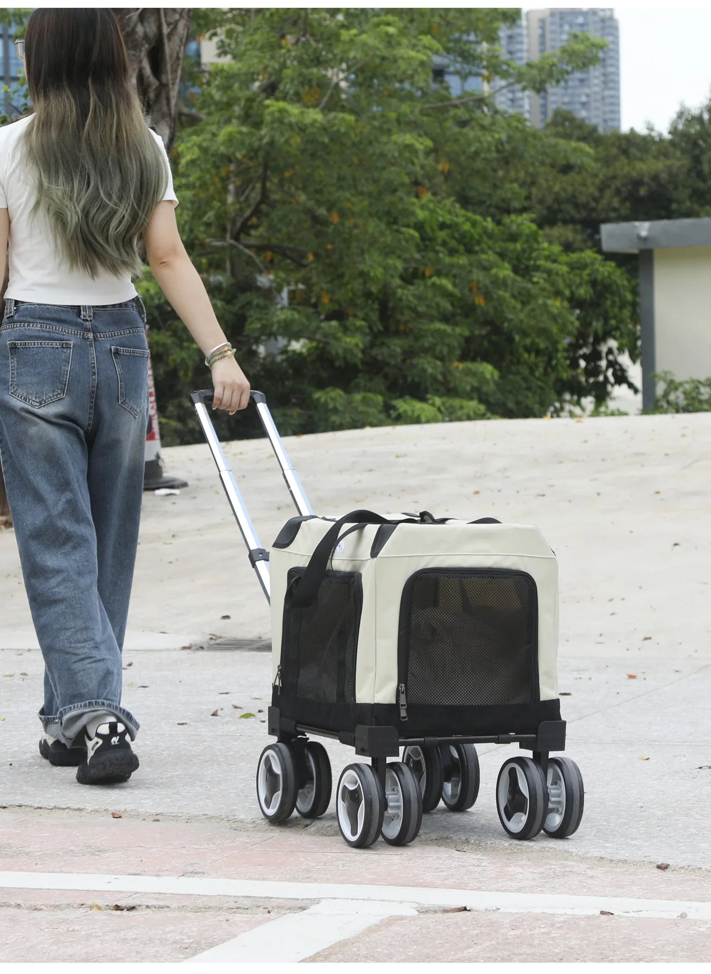 Pet Trolley Bag Foldable Zipper Large Capacity Cat Bag New Portable Breathable Small Dog Multi-cat Carrying Case