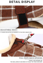 Plaid Fleece Dog Coat with Adjustable Belt