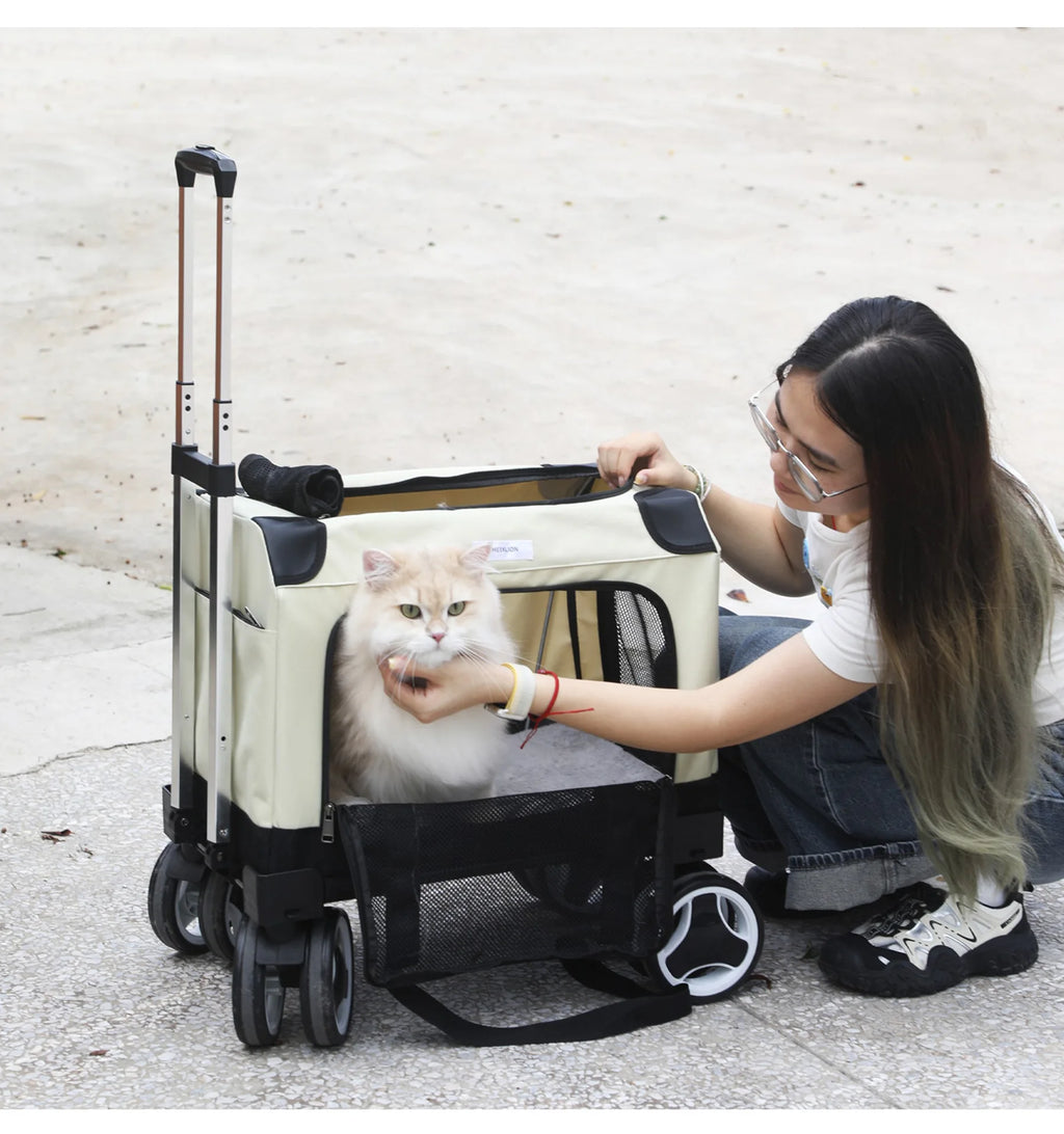 Pet Trolley Bag Foldable Zipper Large Capacity Cat Bag New Portable Breathable Small Dog Multi-cat Carrying Case