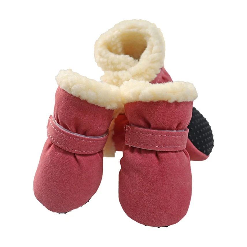4Pcs Winter Waterproof Warm Pet Dog Shoes Non-slip Snow Boots for Small Breeds Dogs Puppy Cat Chihuahua Pet Paw Care Pug
