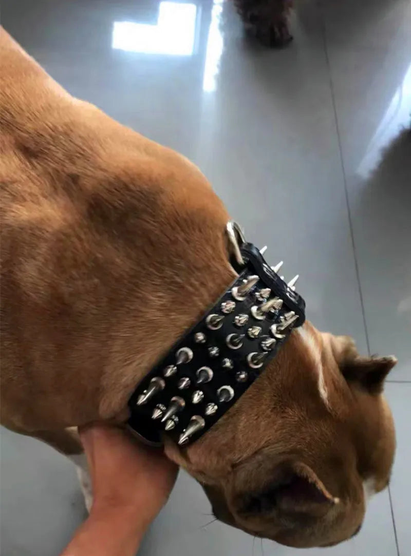 Fashionable Rivet Pet Collar Large Dog Collar For Fat Puppy Leashes For Bulldog Pug Stainless Steel Dog Chain Pet Products