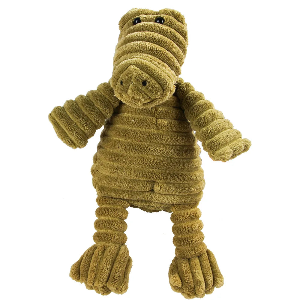 Squeaky Plush Dog Molar Toy — Corduroy Animal Characters for Chewing, Dental Health & Play | 18 Stylesh