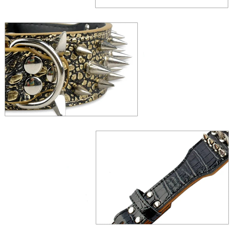 Fashionable Rivet Pet Collar Large Dog Collar For Fat Puppy Leashes For Bulldog Pug Stainless Steel Dog Chain Pet Products