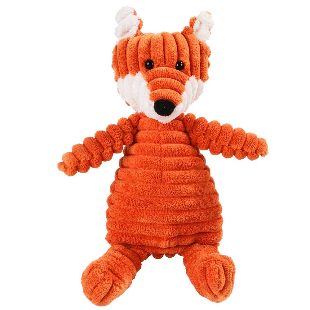 Squeaky Plush Dog Molar Toy — Corduroy Animal Characters for Chewing, Dental Health & Play | 18 Stylesh