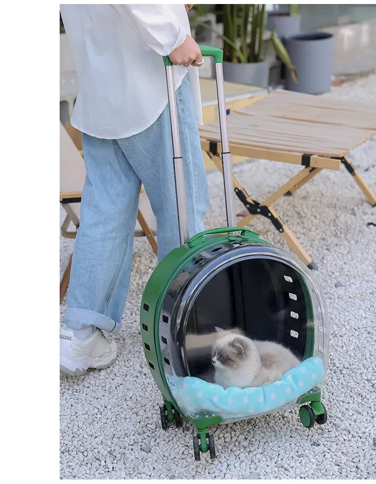 Pet Dog Trolley Backpack Portable Outdoor Cat Dog Carrier Bag Travel Wheeling  for t Transparent Case Pet Travel Suitcase