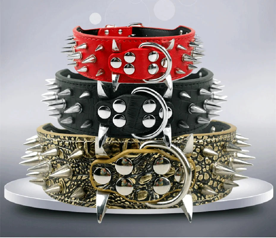 Fashionable Rivet Pet Collar Large Dog Collar For Fat Puppy Leashes For Bulldog Pug Stainless Steel Dog Chain Pet Products