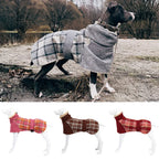 Plaid Fleece Dog Coat with Adjustable Belt