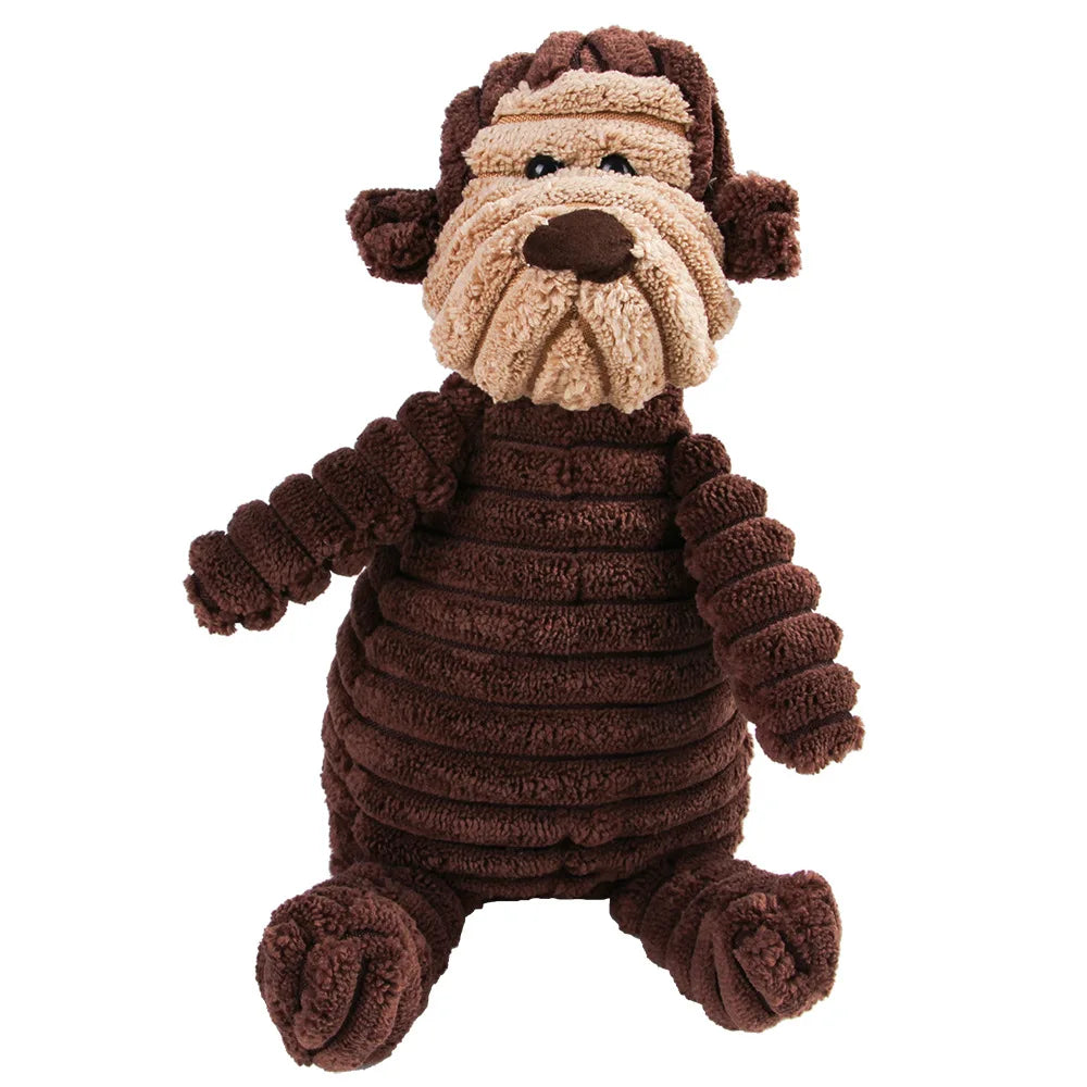 Squeaky Plush Dog Molar Toy — Corduroy Animal Characters for Chewing, Dental Health & Play | 18 Stylesh