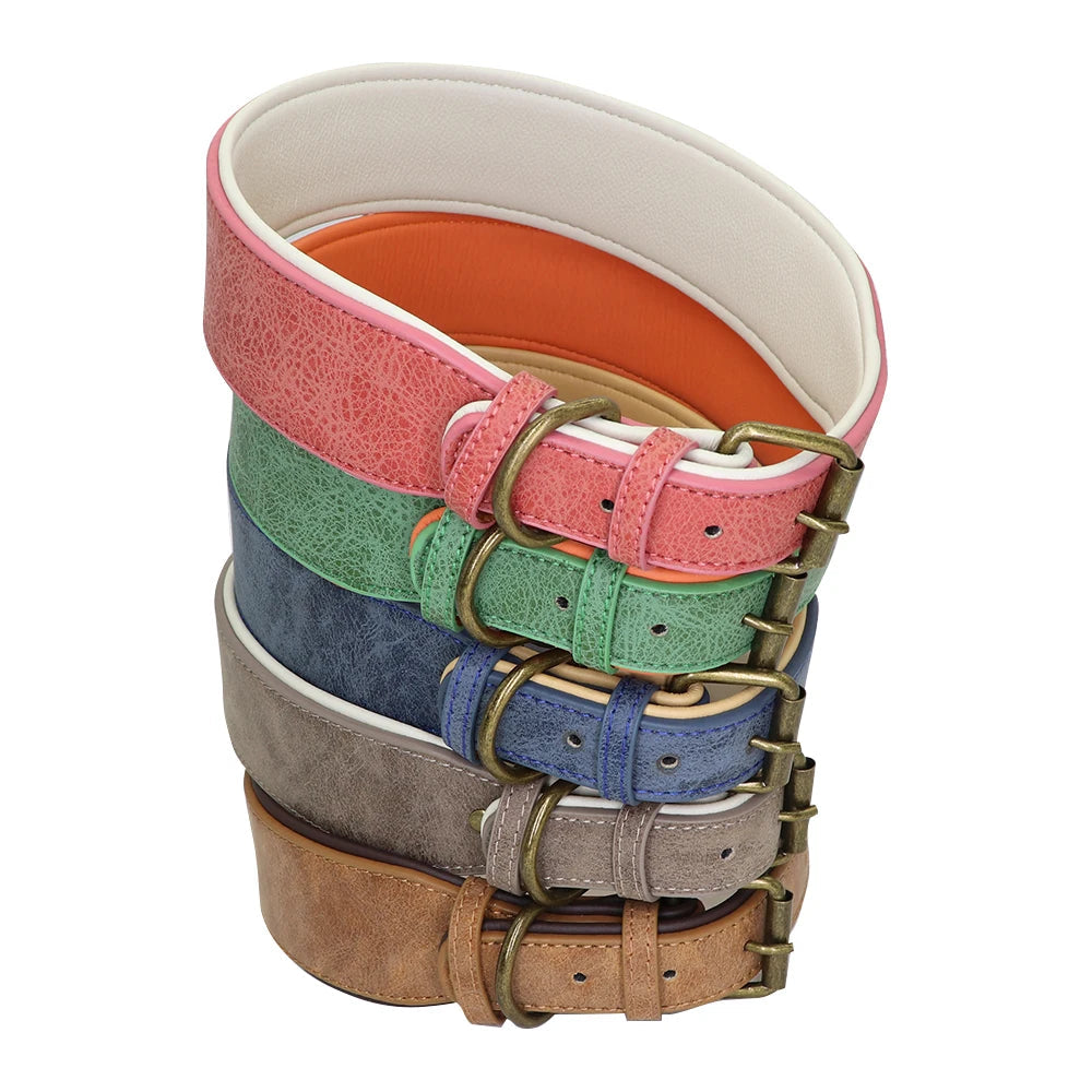 Wide Leather Dog Collar Padded Pet Collars Dog Collar for Medium Large Dogs Pitbull Bulldog German Shepherd 2XL Fashioned Furbabies