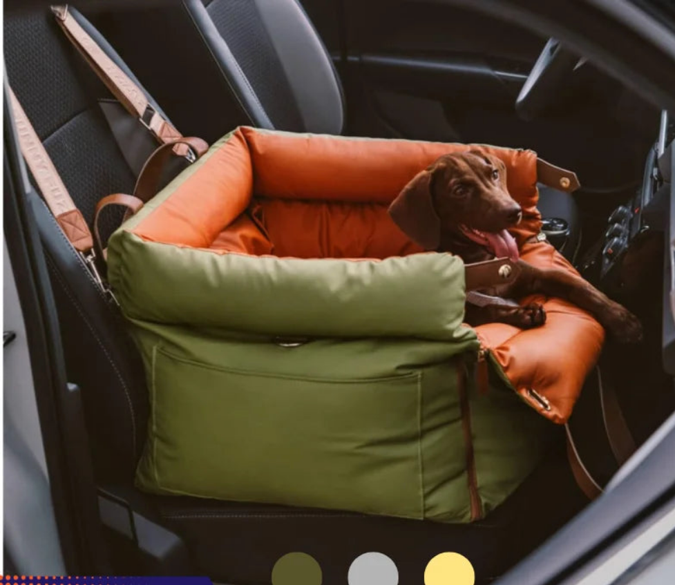 Pet Outing Luxury Faux Leather Dog Car Seat Waterproof Dog Beds Kennel Pet Booster Car Seat Dog Cat Travel Seat Fashioned Furbabies
