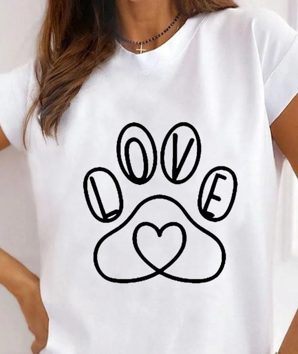 Women's Cat Animal Print T-Shirt, Pet Love Style Clothes, Summer Female T-shirts, Short Sleeve, Ladies Fashion, Women's Clothing