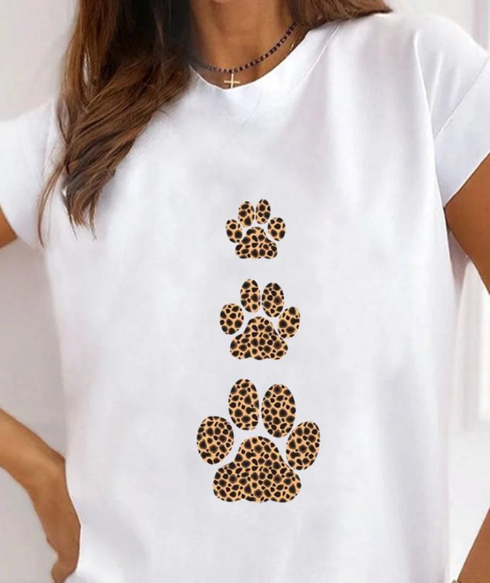 Women's Cat Animal Print T-Shirt, Pet Love Style Clothes, Summer Female T-shirts, Short Sleeve, Ladies Fashion, Women's Clothing