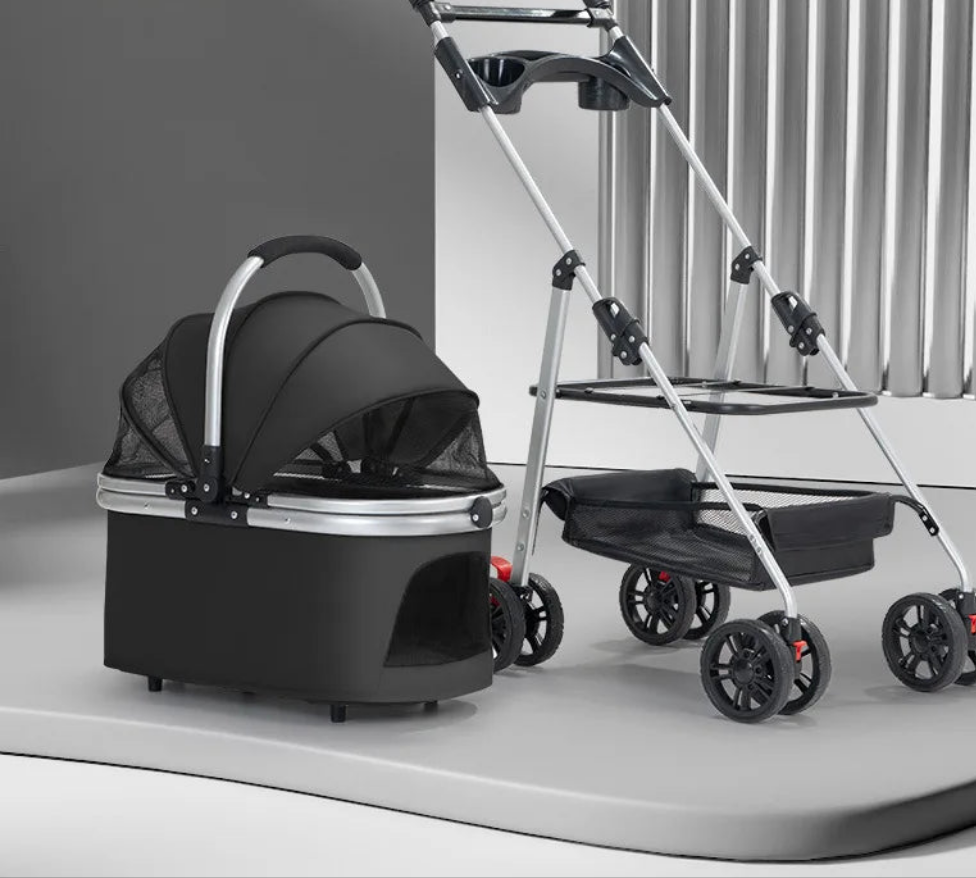 3-in-1 Pet Stroller for Medium Dogs Puppy Cat Stroller  with Detachable Carrier Pad Lightweight Foldable Aluminum Alloy Frame Fashioned Furbabies
