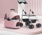 3-in-1 Pet Stroller for Medium Dogs Puppy Cat Stroller  with Detachable Carrier Pad Lightweight Foldable Aluminum Alloy Frame Fashioned Furbabies