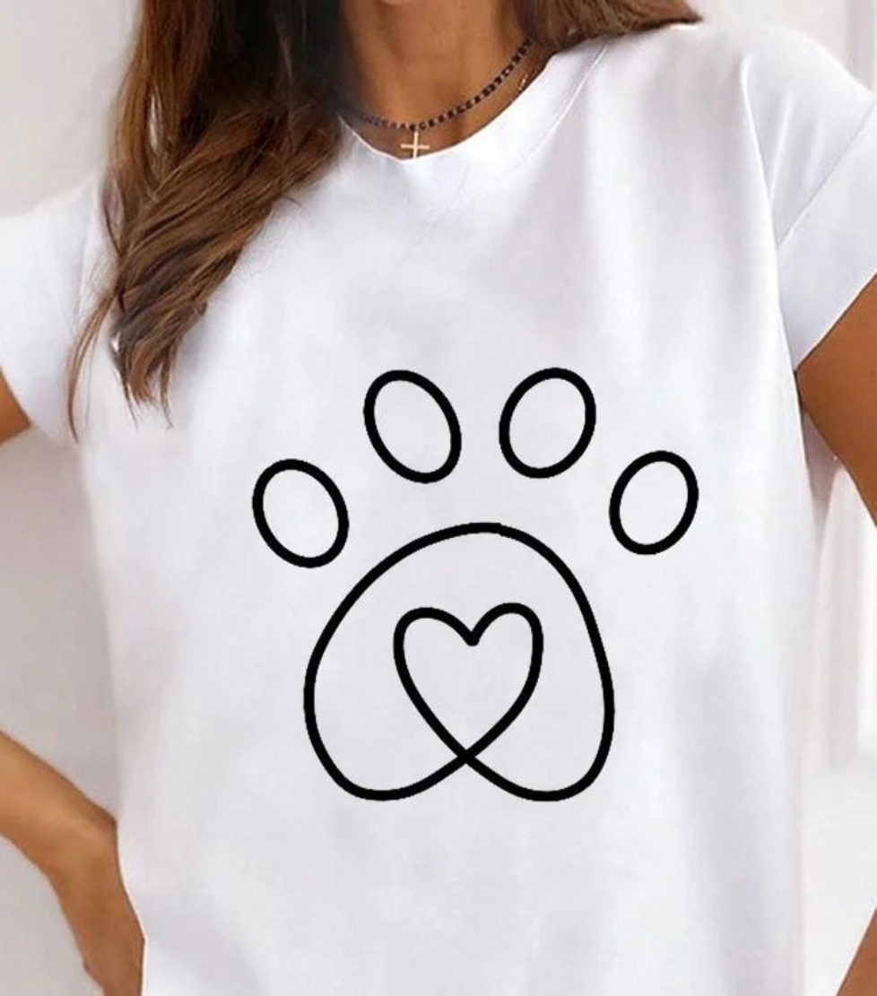 Women's Cat Animal Print T-Shirt, Pet Love Style Clothes, Summer Female T-shirts, Short Sleeve, Ladies Fashion, Women's Clothing