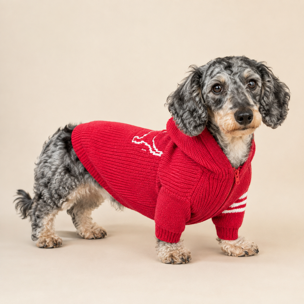 British Gentleman Knit Zipper Dog Coat — Classic Style Winter Sweater for Small Dogs | S–XXL